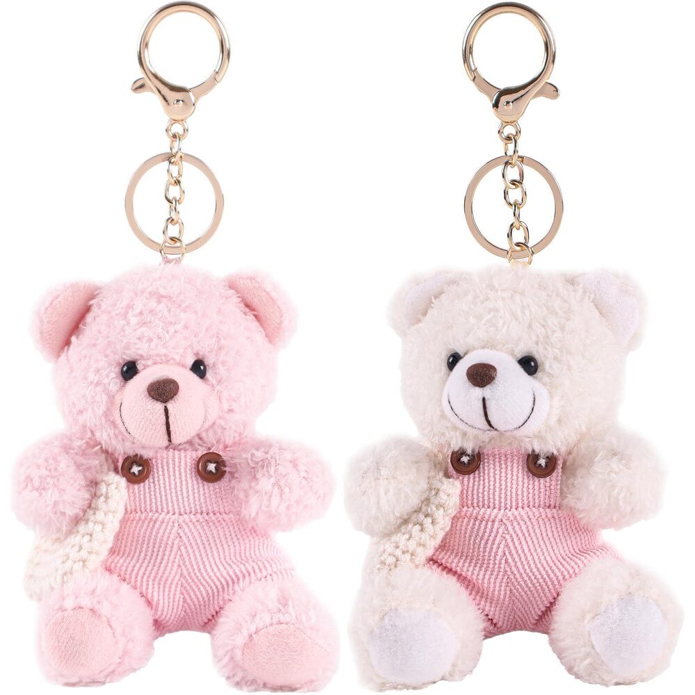 7836 Cute Teddy Bear Bag Charms Plush Keychain for Backpack-7.8 Inch Pink - Picture 3 of 6